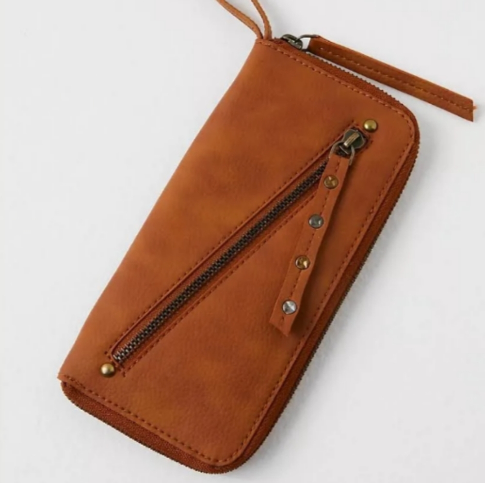 Free People distressed vegan leather wallet wristlet